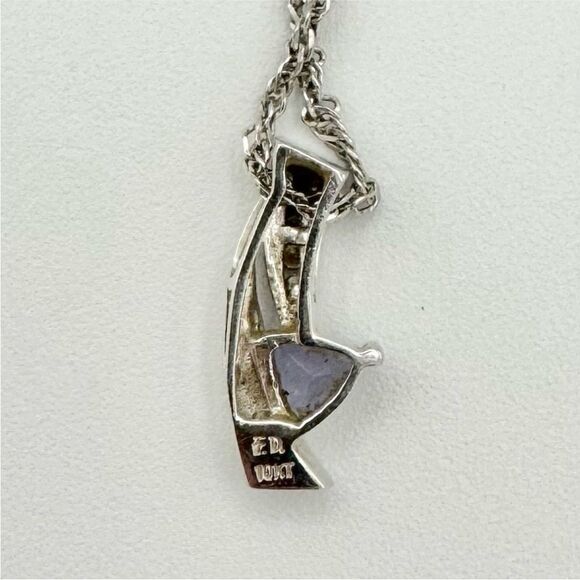 10K Two Tone White Gold Diamond & Tanzanite Ring & Pendant Set .04 ctw 3.6 - Picture 11 of 12